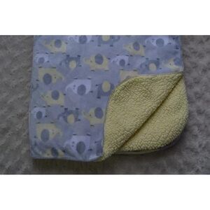 Just Born Elephant Baby Blanket Gray Yellow White Sherpa Security Lovey